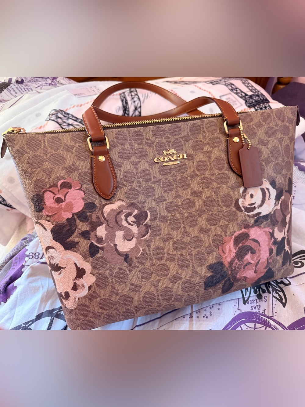Coach Signature Floral Gallery Tote NWT